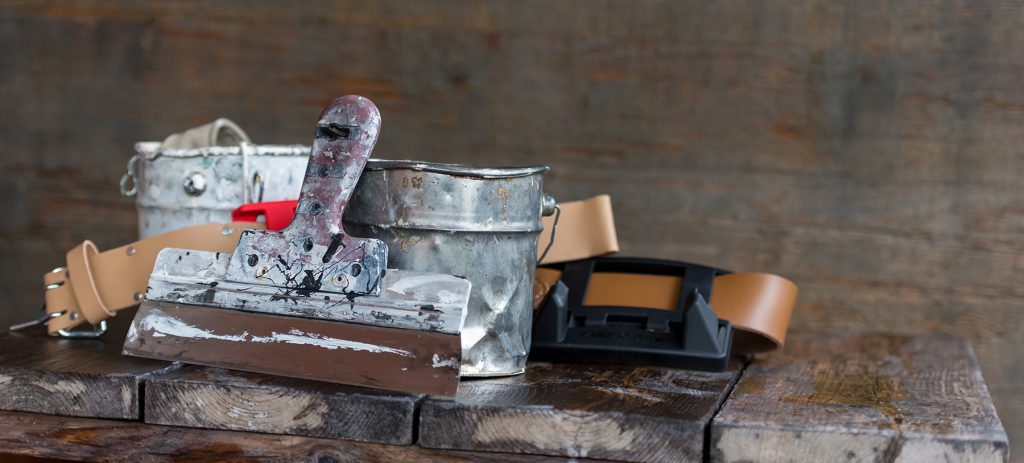 paintholder verfhouder verfblik spackmes leren riem