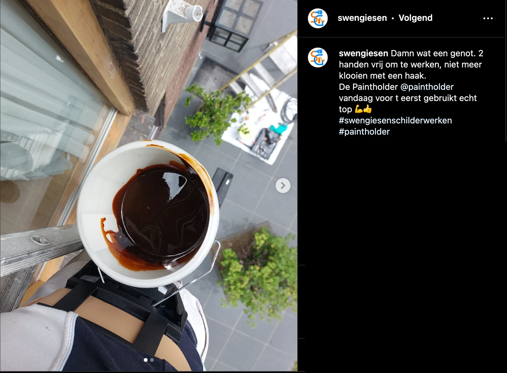 Swen Giesen blij met de Paintholder verfblikhouder